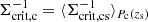$ \Sigma_{\mathrm{crit,c}}^{-1}=\langle \Sigma_{\mathrm{crit,cs}}^{-1} \rangle_{P_{\mathrm{c}}(z_{\mathrm{s}})} $