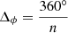 $ \Delta_{\phi}=\frac{360^\circ}{n} $
