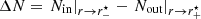 $ \Delta N= \left. N_{\rm in}\right|_{ r\rightarrow r^\star_-}-\left. N_{\rm out}\right|_ {r\rightarrow r^\star_+} $