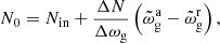 $$ \begin{aligned} N_0=N_{\rm in}+\frac{\Delta N}{\Delta \omega _{\rm g}}\left(\tilde{\omega }_{\rm g}^\mathrm{a}-\tilde{\omega }_{\rm g}^\mathrm{r}\right), \end{aligned} $$