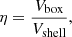 $$ \begin{aligned} \eta =\frac{V_{\rm box}}{V_{\rm shell}}, \end{aligned} $$