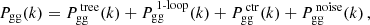 $$ \begin{aligned} P_{\rm gg}(k)=P_{\rm gg}^{\,\mathrm {tree}}(k) + P_{\rm gg}^{\,1\text{-loop}}(k) + P_{\rm gg}^{\,\mathrm {ctr}}(k) + P_{\rm gg}^{\,\mathrm {noise}}(k) \, , \end{aligned} $$