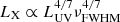 $ L_{\mathrm{X}} \propto L_{\mathrm{UV}}^{4/7} \nu_{\mathrm{FWHM}}^{4/7} $