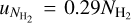 ${u_{{N_{{{\rm{H}}_2}}}}} = 0.29{N_{{{\rm{H}}_2}}}$
