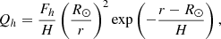 $$ \begin{aligned} Q_h = \frac{F_h}{H}\left(\frac{R_\odot }{r}\right)^2\mathrm {exp}\left(-\frac{r-R_\odot }{H}\right), \end{aligned} $$