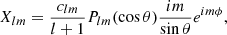 $$ \begin{aligned} X_{lm}&= \frac{c_{lm}}{l+1} P_{lm}(\cos \theta ) \frac{im}{\sin \theta } e^{im\phi }, \end{aligned} $$