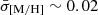 $ \bar{\sigma}_{\mathrm{[M/H]}} \sim 0.02 $