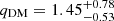 $ q_{\mathrm{DM}} = 1.45^{+0.78}_{-0.53} $