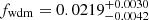 $ f_{\mathrm{wdm}}=0.0219_{-0.0042}^{+0.0030} $