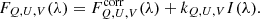 $$ \begin{aligned} F_{Q,U,V}(\lambda )= F_{Q,U,V}^{\mathrm{corr}}(\lambda ) +k_{Q,U,V}I(\lambda ). \end{aligned} $$