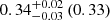 $ 0.34^{+0.02}_{-0.03}\,(0.33) $