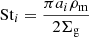 $ \mathrm{St}_i=\nicefrac{\pi a_i \rho_{\mathrm{m}}}{2 \Sigma_{\mathrm{g}}} $