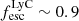 $ f_{\mathrm{esc}}^{\mathrm{LyC}} \sim 0.9 $