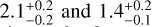 $2.1_{ - 0.2}^{ + 0.2}{\rm{ and }}1.4_{ - 0.1}^{ + 0.2}$