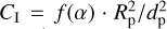 $\[C_{\mathrm{I}}=f(\alpha) \cdot R_{\mathrm{p}}^2 / d_{\mathrm{p}}^2\]$