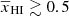 $ \overline{x}_{\mathrm{HI}}\gtrsim 0.5 $