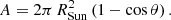 $$ \begin{aligned} A = 2 \pi \, R_{\rm Sun}^{2}\, (1 - \cos \theta ) \,. \end{aligned} $$