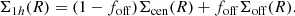$$ \begin{aligned} \Sigma _{1h}(R)=(1-f_{\rm off})\Sigma _{\rm cen}(R)+f_{\rm off}\Sigma _{\rm off}(R). \end{aligned} $$