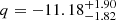 $ q = - 11.18^{+1.90}_{-1.82} $