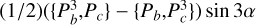 $\[(1 / 2)\left(\left\{P_b^3, P_c\right\}-\left\{P_b, P_c^3\right\}\right) \sin 3 \alpha\]$