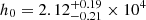 $ h_0 = 2.12^{+0.19}_{-0.21} \times 10^4 $