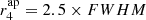$ r_{4}^{\mathrm{ap}}=2.5\times FWHM $