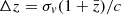 $ \Delta z = \sigma_v (1+\bar{z})/c $