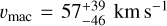 $\[v_{\text {mac }}=57_{-46}^{+39} \mathrm{~km} \mathrm{~s}^{-1}\]$