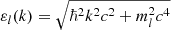 $ \varepsilon_l(k)= \sqrt{\hbar^2 k^2 c^2+ m_{l}^2 c^4} $