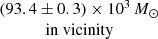 $ \begin{array}{c} (93.4\pm0.3)\times10^{3}\,{M}_{\odot}\\ \mathrm{in~vicinity} \end{array} $
