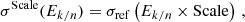 $$ \begin{aligned}&\sigma ^\mathrm{Scale}(E_{k/n}) = \sigma _{\rm ref}\left(E_{k/n} \times \mathrm{Scale} \right)\,,\end{aligned} $$