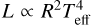 $L \propto {R^2}T_{{\rm{eff}}}^4$