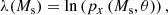 $$ \begin{aligned} \lambda (M_{\rm s})=\ln \left(p_{x}\left(M_{\rm s}, \theta \right)\right) , \end{aligned} $$