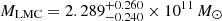 $ M_{\mathrm{LMC}}=2.289^{+0.260}_{-0.240}\times 10^{11}\,{M}_{\odot} $