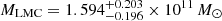 $ M_{\mathrm{LMC}}=1.594^{+0.203}_{-0.196}\times 10^{11}\,{M}_{\odot} $