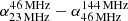 $ \alpha_{23\,\mathrm{MHz}}^{46\,\mathrm{MHz}} - \alpha_{46\,\mathrm{MHz}}^{144\,\mathrm{MHz}} $