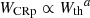 $ W_{\mathrm{CRp}}\propto {W_{\mathrm{th}}}^{a} $