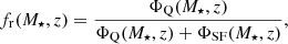 $$ \begin{aligned} f_\mathrm{r} (M_B,z) = \frac{\Phi _\mathrm{Q} (M_B,z)}{\Phi _\mathrm{Q} (M_B,z)+\Phi _\mathrm{SF} (M_B,z)}\,, \end{aligned} $$