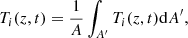$$ \begin{aligned}&T_i(z,t) = \frac{1}{A}\int _{A^{\prime }} T_i(z,t) \mathrm{d}A^{\prime },\end{aligned} $$