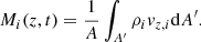 $$ \begin{aligned}&M_i(z,t) = \frac{1}{A}\int _{A^{\prime }} \rho _i v_{z,i} \mathrm{d}A^{\prime }. \end{aligned} $$