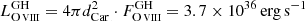 $ L_{\mathrm{O}\,\textsc{viii}}^{\mathrm{GH}} = 4\pi d_{\mathrm{Car}}^2 \cdot F_{\mathrm{O}\,\textsc{viii}}^{\mathrm{GH}} = 3.7\times 10^{36}\rm \, erg\, s^{-1} $