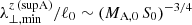 $ \lambda_{\perp,\mathrm{min}}^{z\,\mathrm{(supA)}}/\ell_0\sim (M_{\mathrm{A,0}}\,S_0)^{-3/4} $
