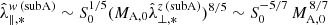 $ \hat{\lambda}_{\|,*}^{w\,\mathrm{(subA)}} \sim S_0^{1/5}(M_{\mathrm{A,0}}\hat{\lambda}_{\perp,*}^{z\,\mathrm{(subA)}})^{8/5} \sim S_0^{-5/7}\,M_{\mathrm{A,0}}^{\,8/7} $