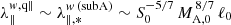 $ \lambda_{\|}^{w,\mathrm{q\|}}\sim \lambda_{\|,*}^{w\,\mathrm{(subA)}}\sim S_0^{-5/7}\,M_{\mathrm{A,0}}^{\,8/7}\,\ell_0 $