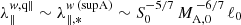 $ \lambda_{\|}^{w,\mathrm{q\|}}\sim\lambda_{\|,*}^{w\,\mathrm{(supA)}}\sim S_0^{-5/7}\,M_{\mathrm{A,0}}^{\,-6/7}\,\ell_0 $