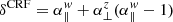 $ \delta^{\mathrm{CRF}}=\alpha_{\|}^{w}+\alpha_{\perp}^{z}(\alpha_{\|}^{w}-1) $