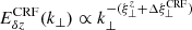 $ E_{\delta z}^{\mathrm{CRF}}(k_\perp)\propto k_\perp^{-(\xi_\perp^z+\Delta\xi_\perp^{\mathrm{CRF}})} $