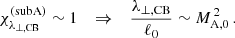 $$ \begin{aligned} \chi _{\lambda _{\rm \perp ,CB}}^\mathrm{(subA)} \sim 1 \quad \Rightarrow \quad \frac{\lambda _{\perp ,\mathrm{CB}}}{\ell _0} \sim M_{\rm A,0}^{\,2}\,. \end{aligned} $$