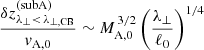 $$ \begin{aligned} \frac{\delta z_{\lambda _\perp <\,\lambda _{\perp ,\mathrm{CB}}}^\mathrm{(subA)}}{v_{\rm A,0}} \sim M_{\rm A,0}^{\,3/2}\left(\frac{\lambda _\perp }{\ell _0}\right)^{1/4} \end{aligned} $$