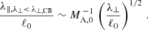 $$ \begin{aligned} \frac{\lambda _{\Vert ,\lambda _\perp <\,\lambda _{\perp ,\mathrm{CB}}}}{\ell _0} \sim M_{\rm A,0}^{\,-1}\,\left(\frac{\lambda _\perp }{\ell _0}\right)^{1/2}\,. \end{aligned} $$